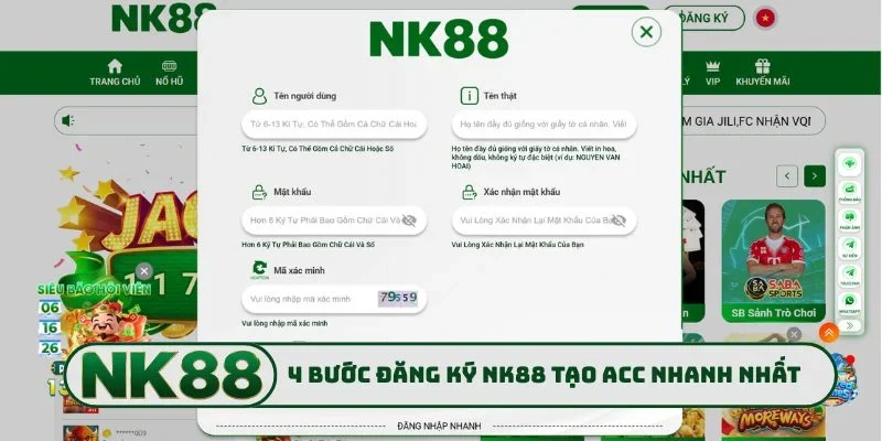 Đăng Ký NK88 2 4 bước đăng ký NK88 tạo acc nhanh nhất