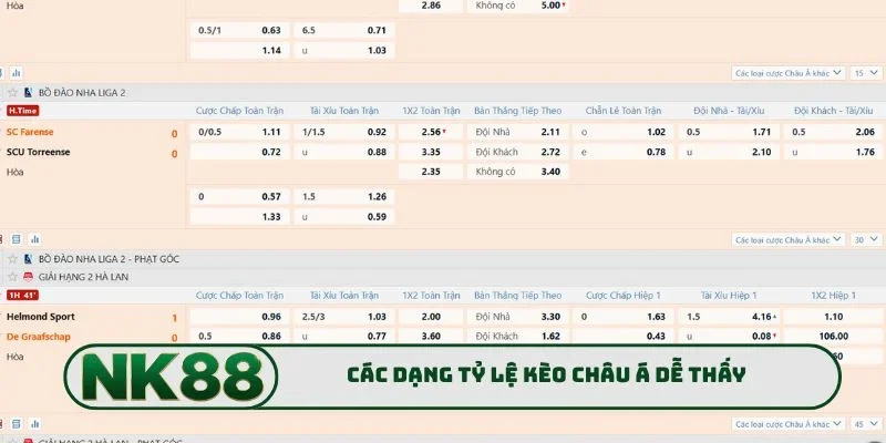 Kèo Châu Á - Chỉ Dẫn Từng Bước Phân Tích Chiến Thuật Cược 2 Các dạng tỷ lệ kèo châu Á dễ thấy